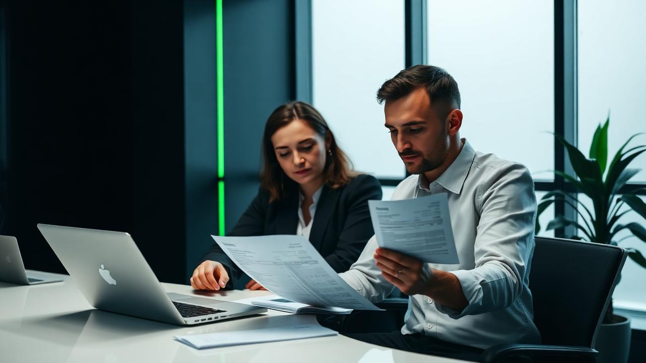 RecoverX Commercial debt recovery specialists reviewing unpaid business invoices in a UK office